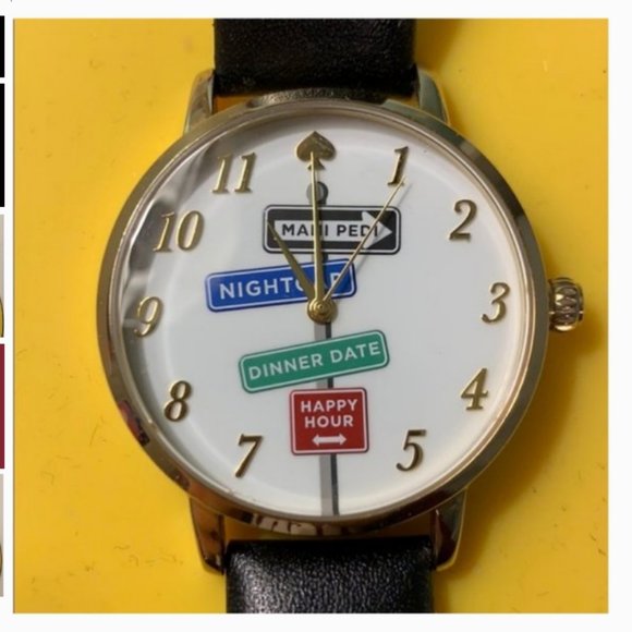 kate spade Metro Street Signs black leather watch - Picture 6 of 7